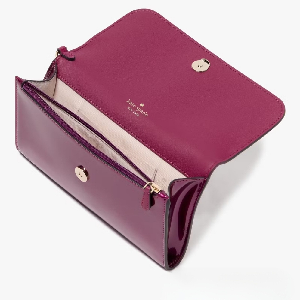 Kate Spade Kenzie Boxed Medium Flap Wristlet ~ Dark Raspberry - Picture 3 of 5